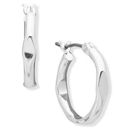 Anne Klein Silver-Tone 30mm Pinched Metal Hoop Earrings