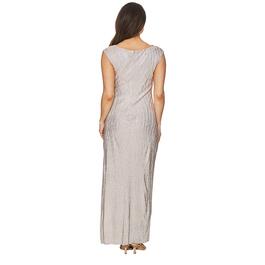 Womens Connected Apparel Sleeveless Drape Neck Foil Knit Gown