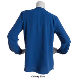 Womens Notations 3/4 Sleeve Solid Airflow Casual Button Front