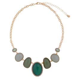 Ashley Cooper&#40;tm&#41; Gold Necklace w/Large Tonal Green Beads