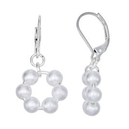 You''re Invited Silver-Tone Pearl Circle Drop Leverback Earrings