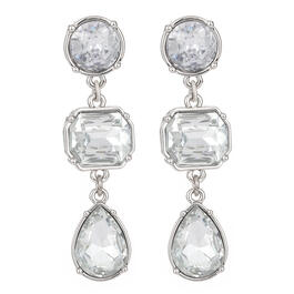 Roman Silver-Tone Crystal Emerald & Pear Cut Drop Earrings
