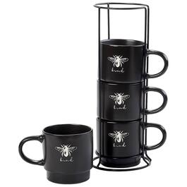 Black Bee Kind Standing Stacked Mugs - Set of 4