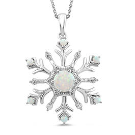 Sterling Silver White Sapphire Snowflake Pendant Necklace