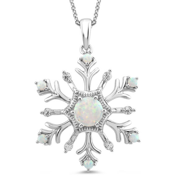 Sterling Silver White Sapphire Snowflake Pendant Necklace - image 