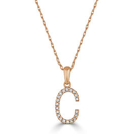 Diamond Classics&#40;tm&#41; 14kt. Rose Gold Initial C Letter Necklace