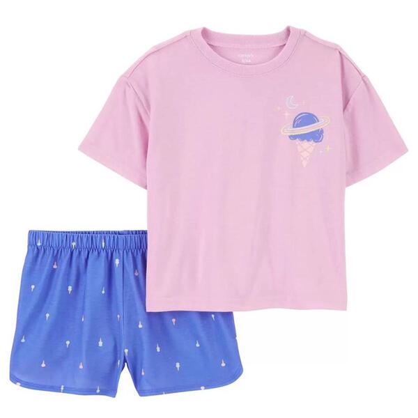Girls Carters&#40;R&#41; Ice Cream Tee & Shorts Pajama Set - image 