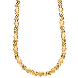 Sterling Silver Yellow Gold Plated Hugs & Kisses Collar Necklace