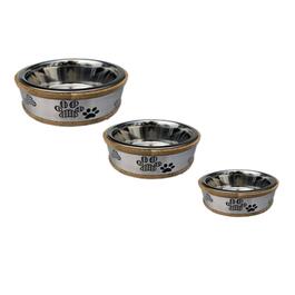 Indipets Wooden Ring Dog Bowl w/ Metal Paw Plate