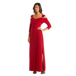Womens R&M Richards 3/4 Sleeve Cold Shoulder ITY Evening Gown