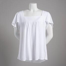 Plus Size Preswick & Moore Flutter Sleeve Square Neck Tee