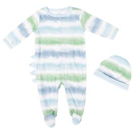 Baby Boy &#40;NB-9M&#41; mon cheri baby Dino Stripe Pajamas w/Beanie