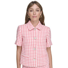 Womens Tommy Hilfiger Short Sleeve Button Front Gingham Jacket