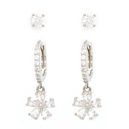 Gianni Argento Lab Created White Sapphire Earrings Set