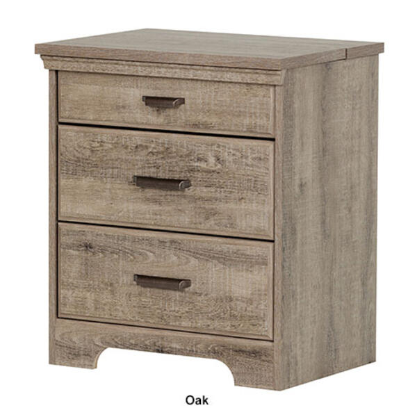 South Shore Versa Nightstand with Charging Station &amp; Drawers