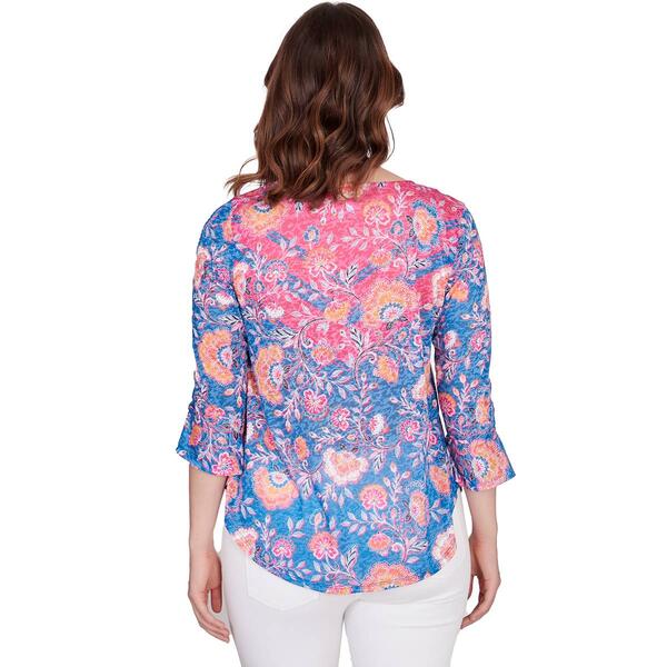 Petite Ruby Rd. Bright Blooms Chevron Floral Blouse