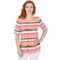 Womens Ruby Rd. Tropical Twist Knit Paint Stripe Scoop Neck Top - image 1