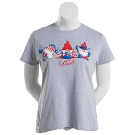 Womens Home of the Brave Short Sleeve USA Gnomes Tee