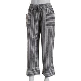 Womens Napa Valley 23in. Stripe Linen Capri Pants - Black/White