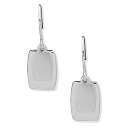 Chaps 1.2in. Silver-Tone Polished Matte Layered Drop Earrings