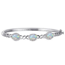 Gianni Argento Silver & Lab Created Opal Infinity Bangle Bracelet
