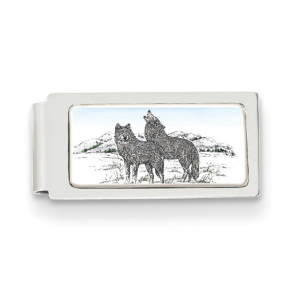 Barlow Designs Color Wolves Hinged Money Clip - image 