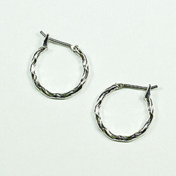 Napier Silver Textured Pierced Hoop Earrings - image 