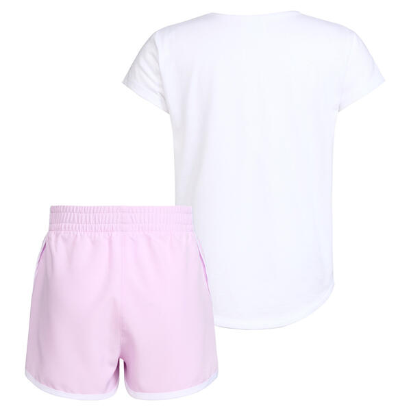 Girls &#40;4-6x&#41; adidas&#174; Logo Short Sleeve Tee & Woven Shorts Set