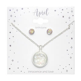 Mini April Birthstone Shaker Necklace and Stud Earring Set