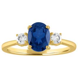 Gemstone Classics&#40;tm&#41; Oval Created Blue Sapphire 10kt. Gold Ring