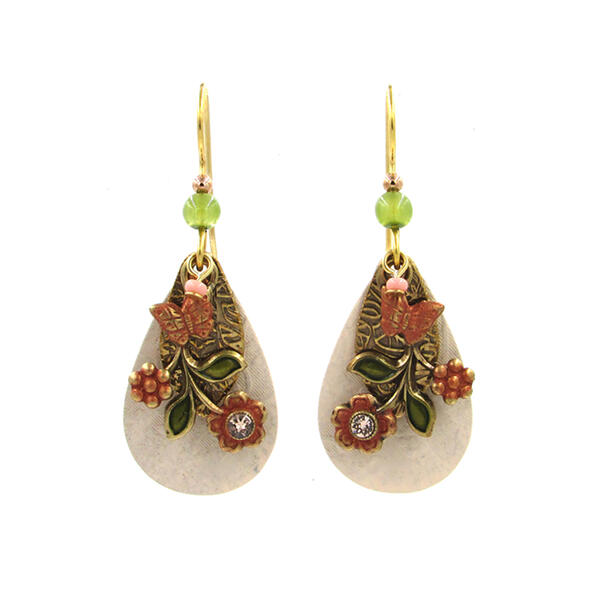 Silver Forest Gold-Tone Floral Swag Teardrop Earrings - image 