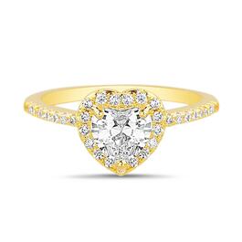 Gold Plated Halo CZ Heart Shape Ring