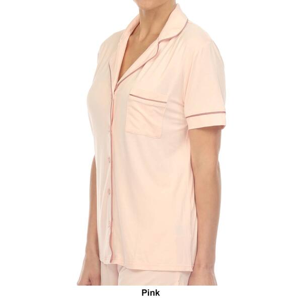 Womens White Mark Short Sleeve Bamboo Pajama Set