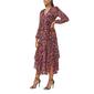 Womens MSK Long Sleeve V-Neck Floral  Asymmetric Hem Midi Dress - image 4
