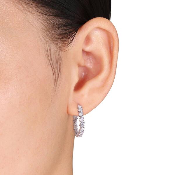 Sterling Silver 1 1/4ctw. Dew Moissanite Hoop Earrings