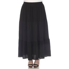 Plus Size White Mark Pleated Tiered Maxi Skirt