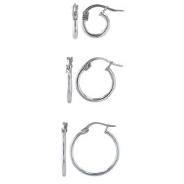Set of 3 Sterling Silver Tubular Hoop Earrings