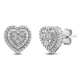 Diamond Classics&#8482; Sterling Silver Diamond Heart Stud Earrings