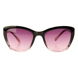 Womens USPA Plastic Cat Eye w/Metal Insets Sunglasses-Black Fade