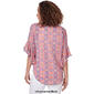 Womens Ruby Rd. Woven Ikat Geo Elbow Sleeve Blouse - image 2