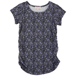 Girls &#40;7-16&#41; Poof! Girl Ruched Side Floral Tee