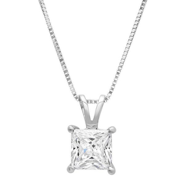 Parikhs 14kt. White Gold Princess Cut Diamond Pendant - image 