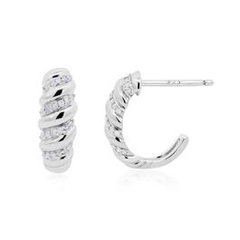Diamond Classics&#40;tm&#41; Sterling Silver 1/6ctw. Diamond Hoop Earrings