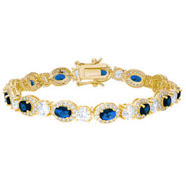 Gianni Argento Lab Sapphire Oval Halo Bracelet