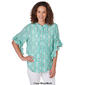 Womens Ruby Rd. Woven Ikat Geo Elbow Sleeve Blouse - image 4