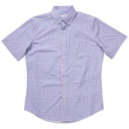 Mens Christian Aujard Short Sleeve Plaid Dress Shirt - Pink/Blue
