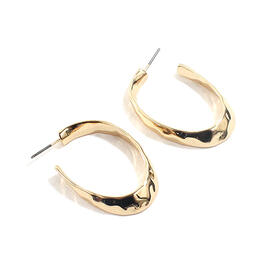 Adrienne Vittadini  Gold Hammered Curved Hoop Earrings