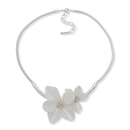 Nine West Silver-Tone Mother of Pearl Floral Collar Necklace
