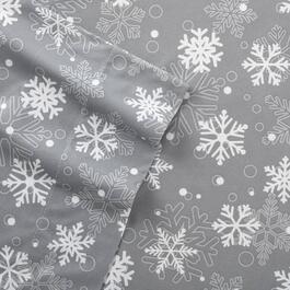 Micro Flannel&#174; Snowflakes Grey Printed Deep-Pocket Sheet Set