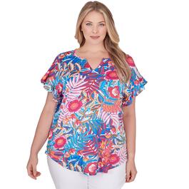 Plus Size Ruby Rd. Bright Blooms Rainforest Tropical Tee